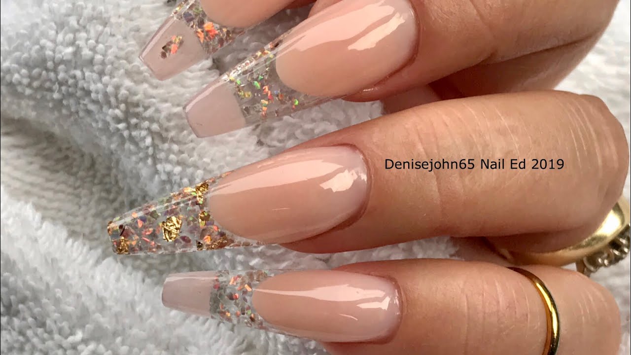 Negitive Space Opal  Gel Nails - Crushed Opal Encapsulated Nails