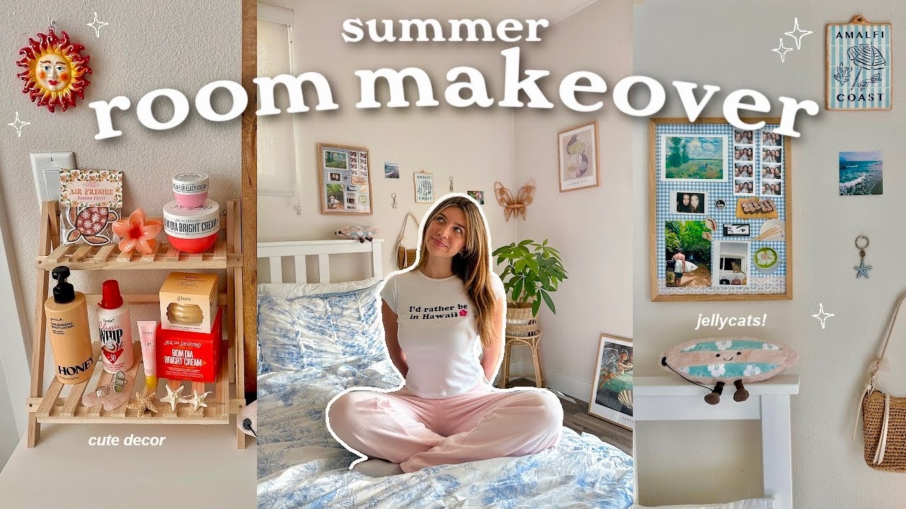 DECORATING MY ROOM FOR SUMMER!! ˚⋆𓇼˚⊹ 𖦹 ⁺｡&deg; (redoing & cleaning my entire room, DIYs, organizing)