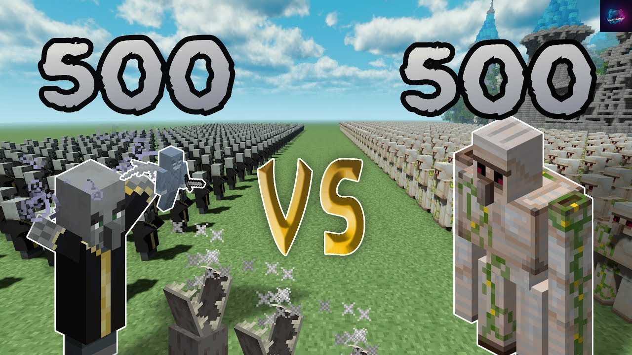 500 Evokers vs 500 Iron Golems – Massive Minecraft Mob Battle