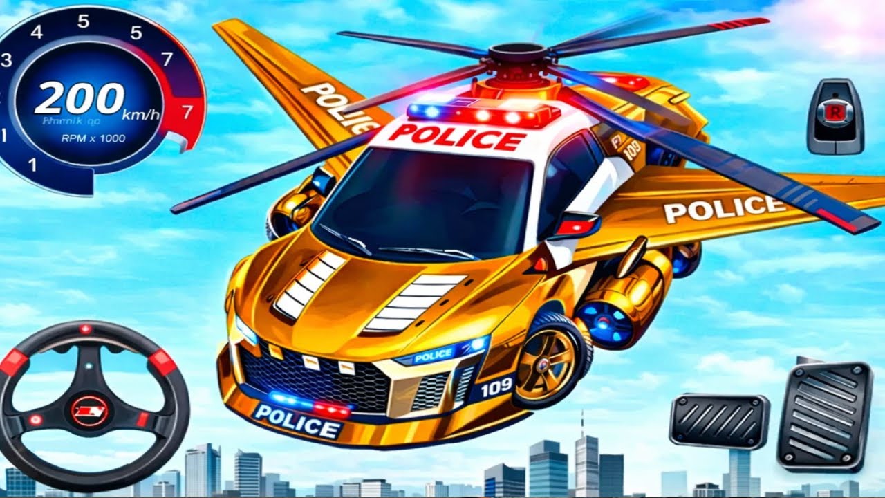 Flying Police Car Adventure – Extreme Stunt Tracks Racing 3D | Android Gameplay