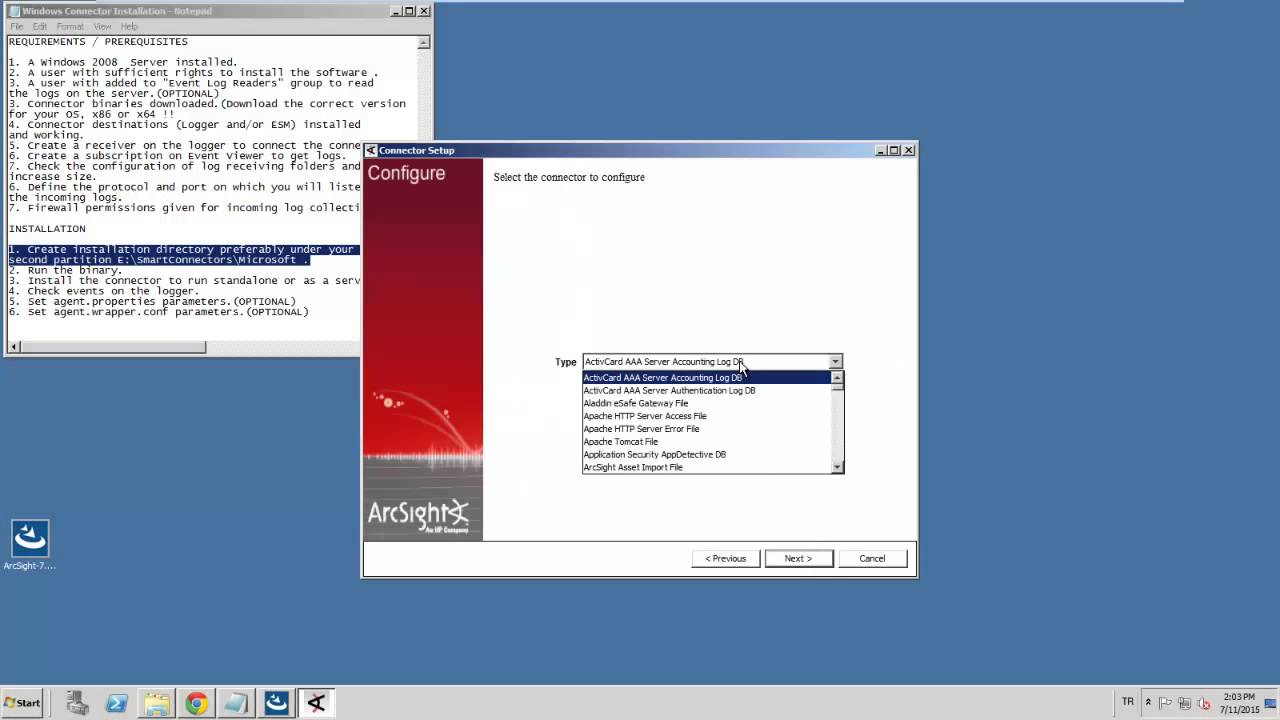 HP ArcSight SmartConnector install on Windows Server