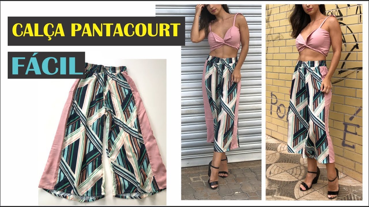 TUTORIAL CALÇA PANTACOURT - FÁCIL - MOLDE A PARTIR DE SHORTS JEANS