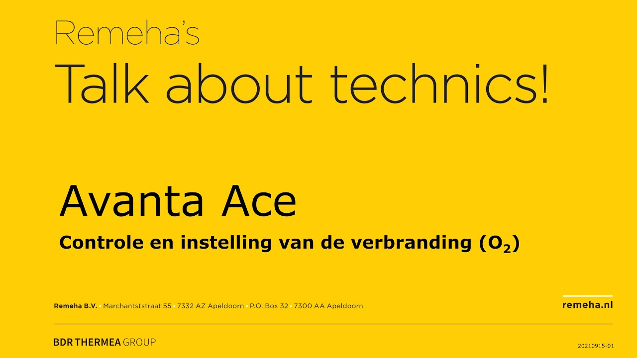 Remeha Avanta Ace - Controle en instelling van de verbranding (O2)