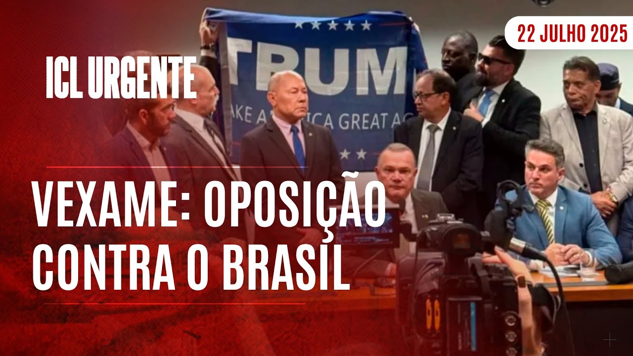 ICL URGENTE  - 22/07/25 - BOLSONARISTAS ESTENDEM FAIXA PRÓ TRUMP, QUE TENTA DESTRUIR ECONOMIA
