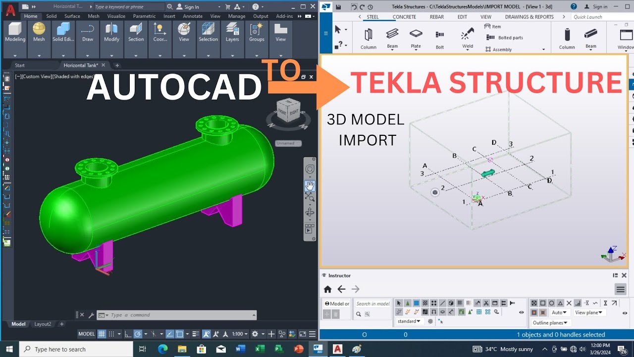 AUTOCAD TO TEKLA STRUCTURE 3D MODEL IMPORT (HORIZONTAL TANK)