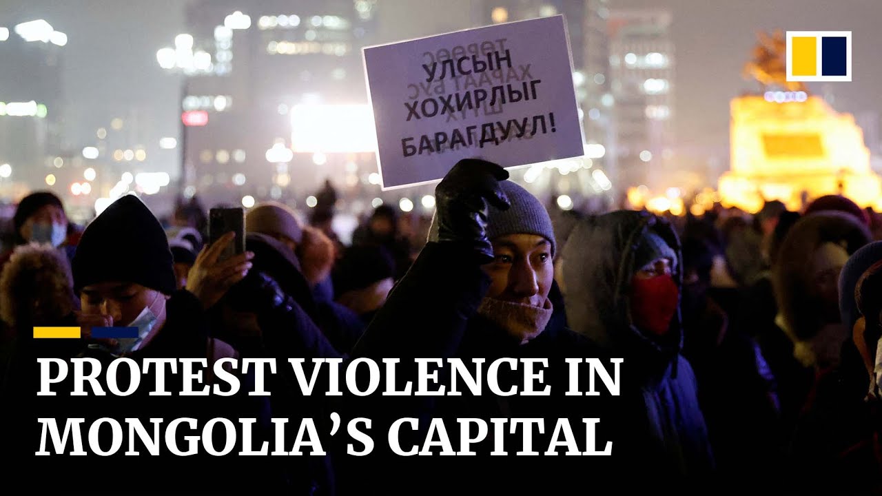 Violent clashes in Mongolia between protesters and police near government complex