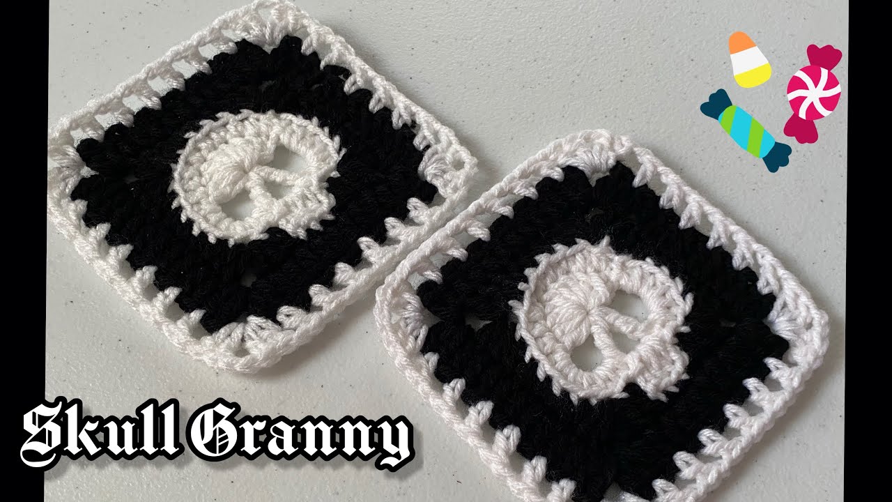 Crochet Skull Granny Square Tutorial | Step-by-step