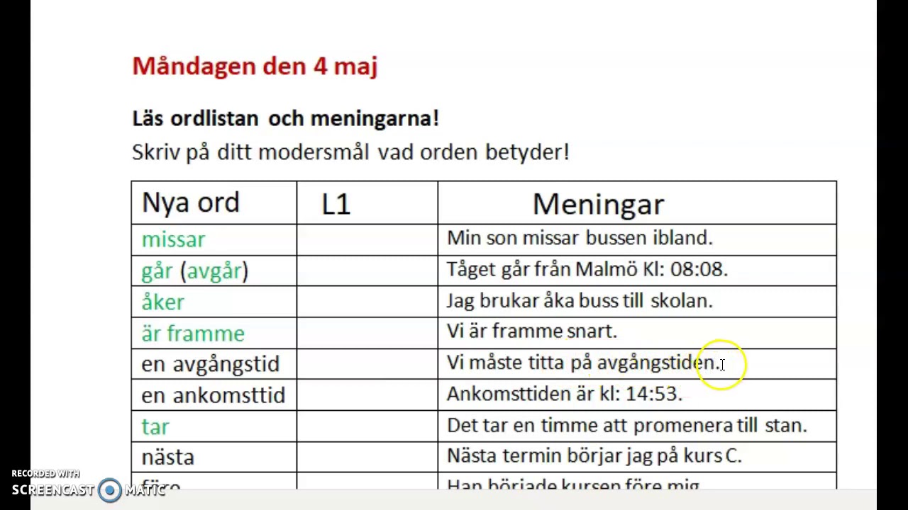 måndag den 4 maj nya ord på Tigrina