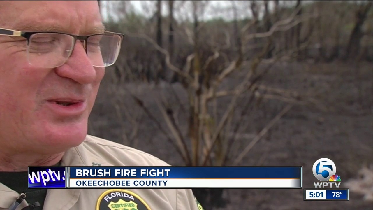 Brush fire fight in Okeechobee County