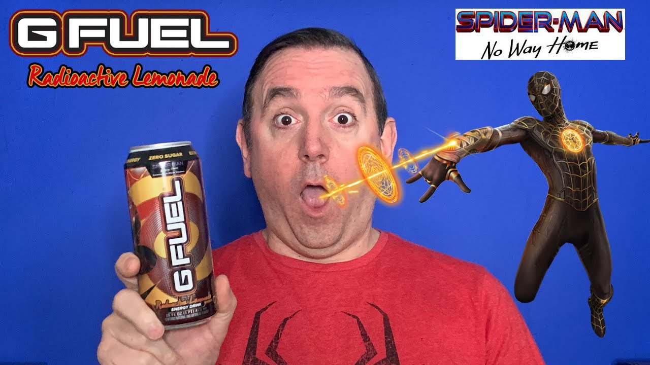 GFuel Spider Man Energy Drink Can Review; GFuel Radioactive Lemonade Can from Spider Man 3.