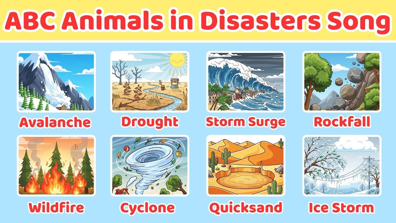 🎬 🎵 ABC Animals in Disasters Song 🌋🐘 Fun Alphabet Learning for Kids | Gon Gon Edu