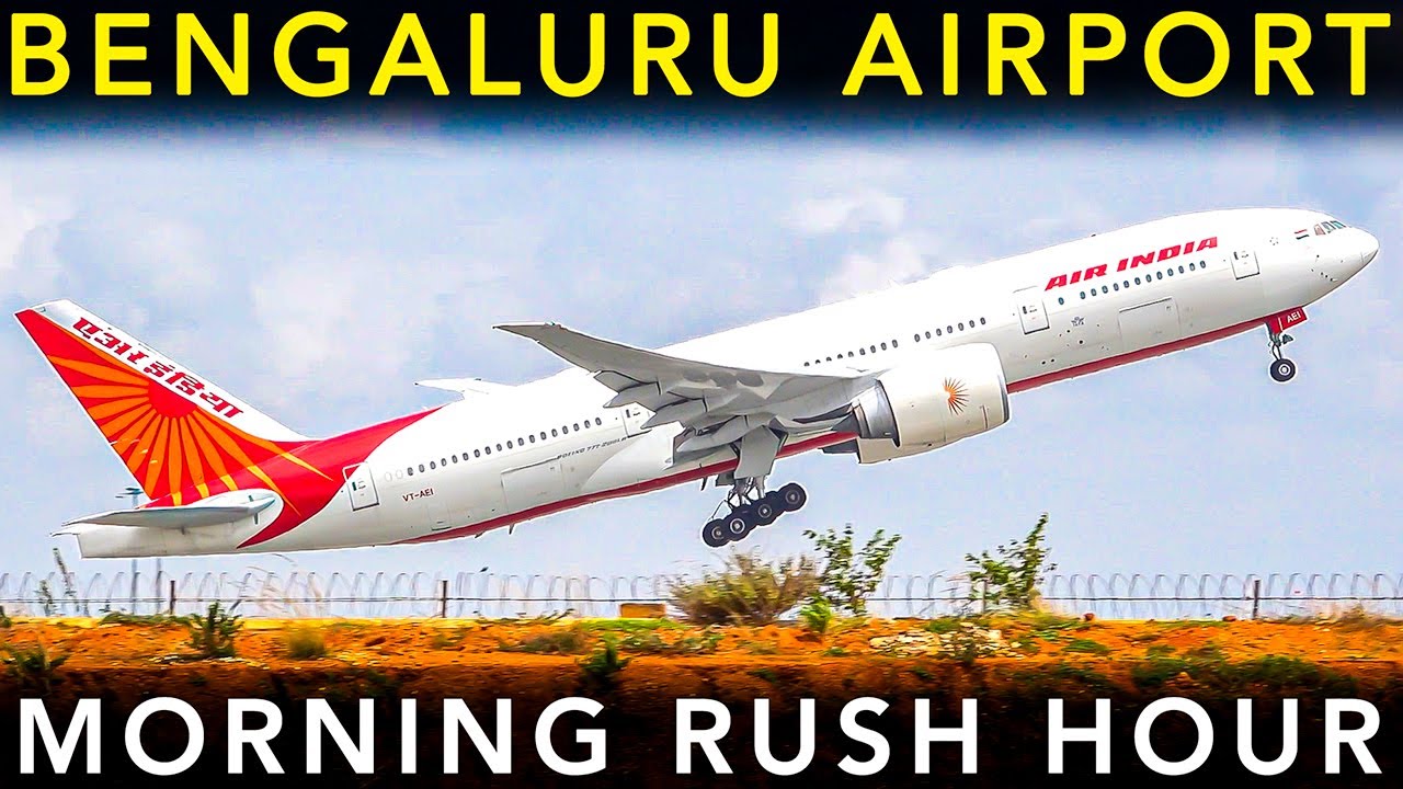 SUPER BUSY Plane spotting at BENGALURU AIRPORT  Landing & takeoff  Morning RUSH HOUR