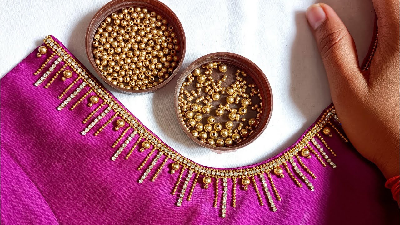 New and Unique Aariwork Blouse Neck Design With Normal Needle|Aari work blouse design|embroidery