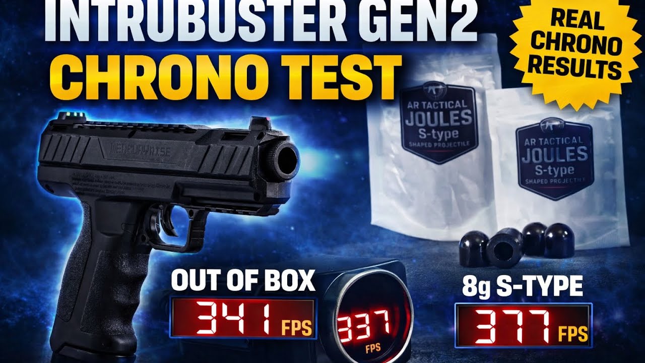 IntruBuster Gen 2 Chrono Test – Out of Box vs AR Tactical 8g S-Type Joules