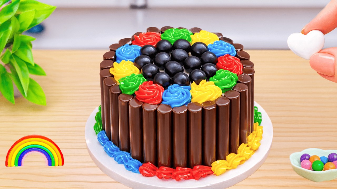 How to Make Mini Rainbow Cake 🌈 Wonderful Miniature Chocolate & Buttercream Cake💕Sweet Cakes