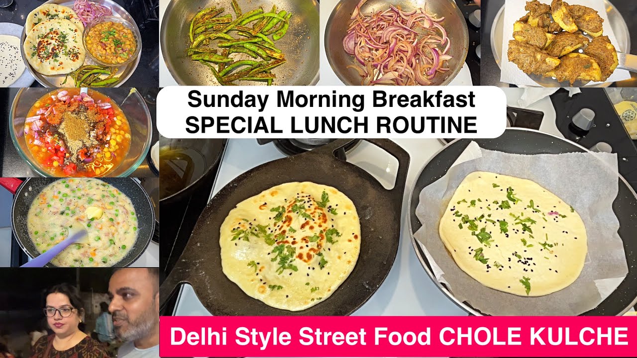 Sunday Morning Breakfast to SPECIAL LUNCH | Aloo Pakora, Chole, Kulche on Tawa, StreetFood Recipe