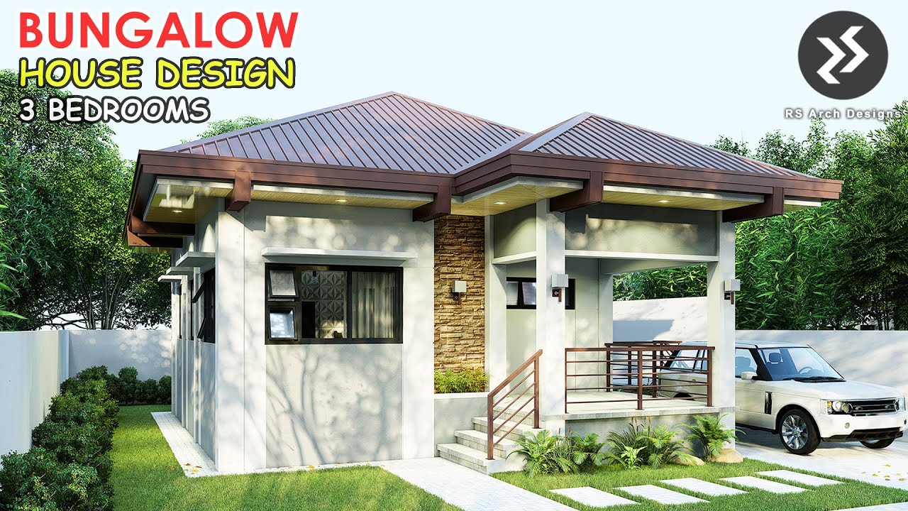 BUNGALOW HOUSE DESIGN WITH 3 BEDROOMS