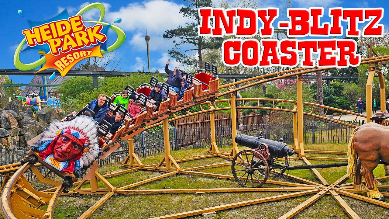 Indy-Blitz Roller Coaster On Ride | Exploria  | Heide Park (April 2025) [4K]