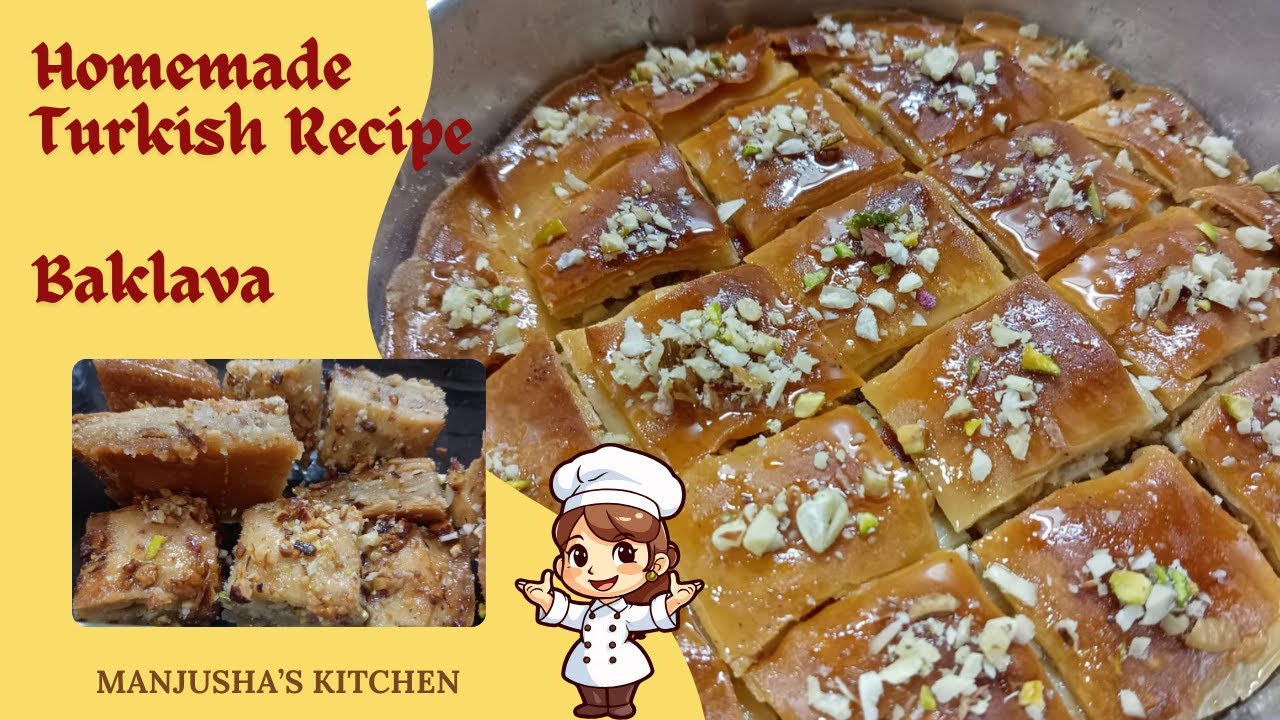 Baklava Recipe | Homemade Turkish Sweets Easy Recipe | Manjusha's Kitchen