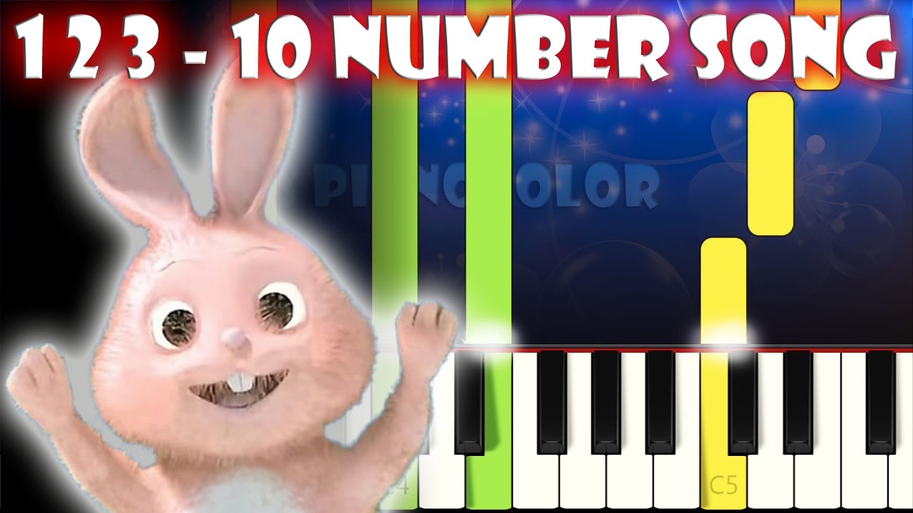 1 2 3 - 10 Number Song - Little Baby Bum | Piano Tutorial | Karaoke