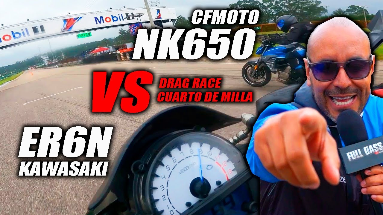 NO SE DEJO🔥Kawasaki ER6N🆚Cfmoto NK650🔥Fullgass Drag Race Cuarto de milla