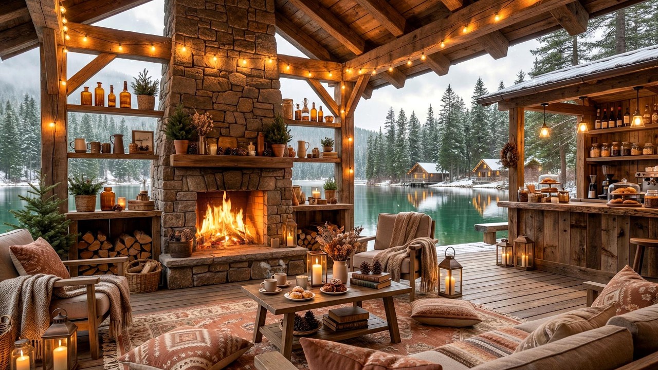 Smooth Jazz Café ❄️ Cozy Fireplace Ambience for Study, Work & Relax