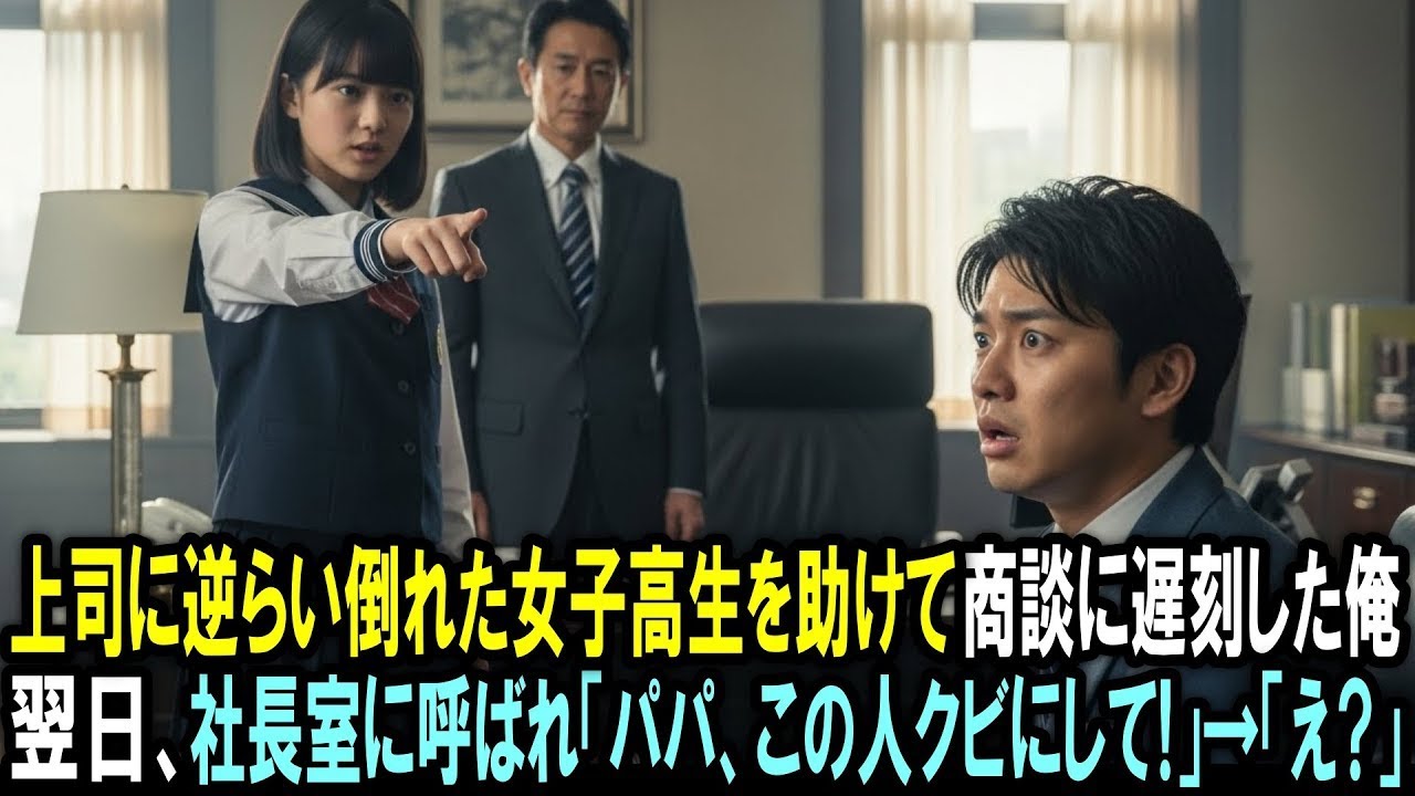 上司に逆らい倒れた女子高生を助けて商談に遅刻した俺。翌日、社長室に呼ばれ「パパ、この人クビにして！」→「え？」