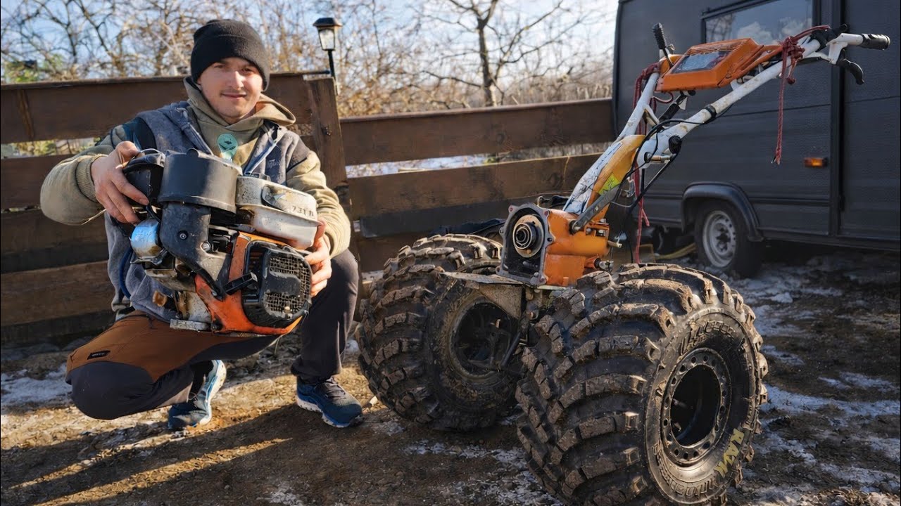 Am scos motorul la motocultor și am pus roți de atv Quad ! Cumparam motor nou la motocultor.