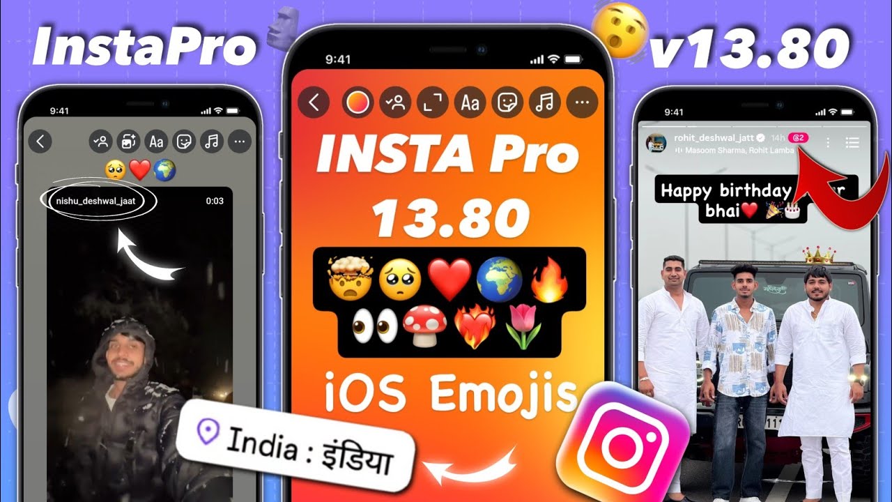 VT InstaPro v13.80 🔥| iOS Emojis + iOS Fonts | Mention Settings | iPhone Story Settings