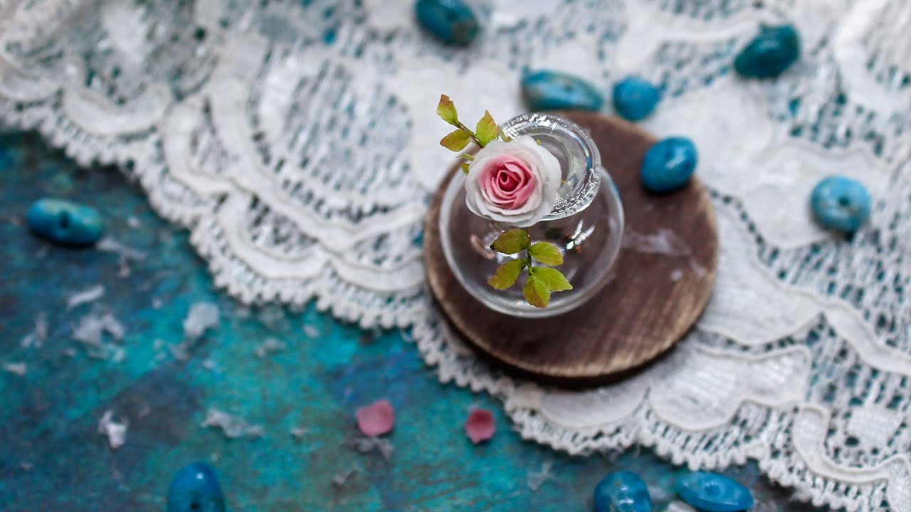 Miniature rose from cold porcelain | Rose from Modena clay | Air dry clay | Sculpting flowers