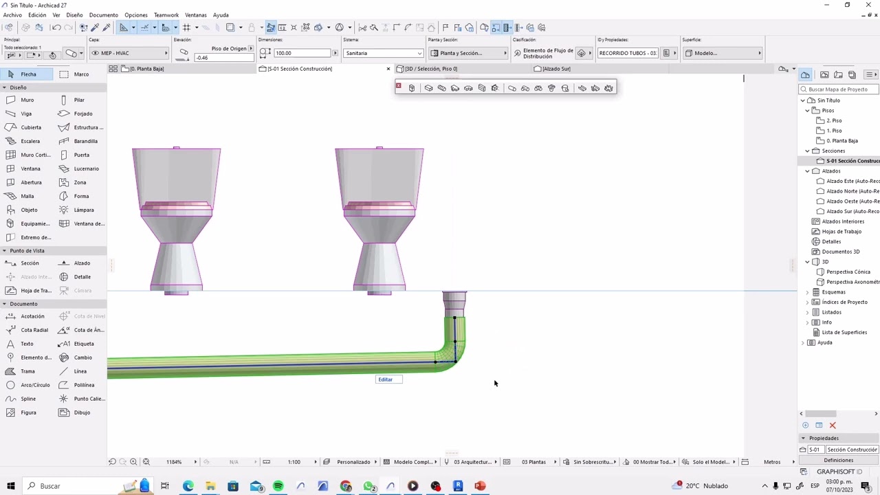 Archicad 27 How to model a sanitary pipe with a slope