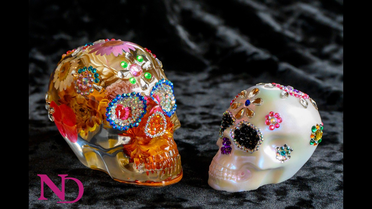 How I Made Resin Sugar Skulls | Floral & Rhinestone Epoxy Art
