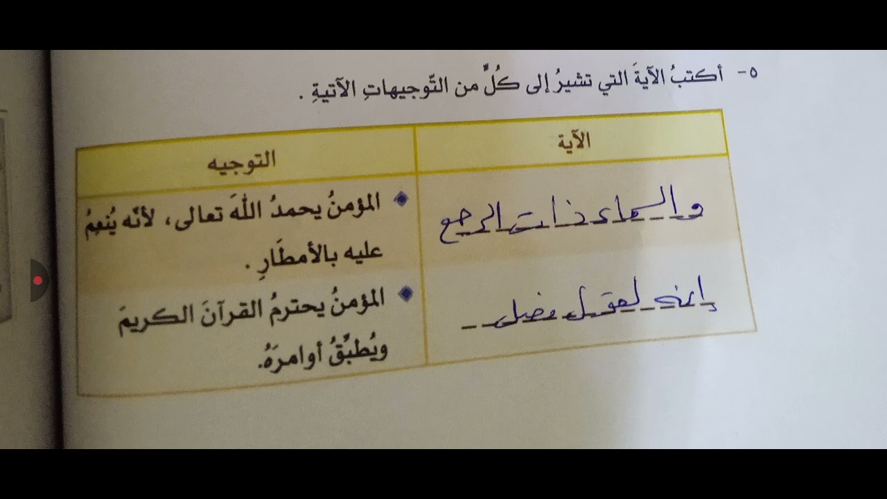سورة الطارق الصف الثالث التربية الاسلامية المنهاج السورث