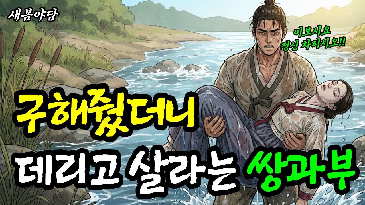 물에빠져 허우적되는 걸 구해줬더니 다짜고짜 데리고 살라는 쌍과부 ㅣ 야담·민담·전설·설화·옛날이야기