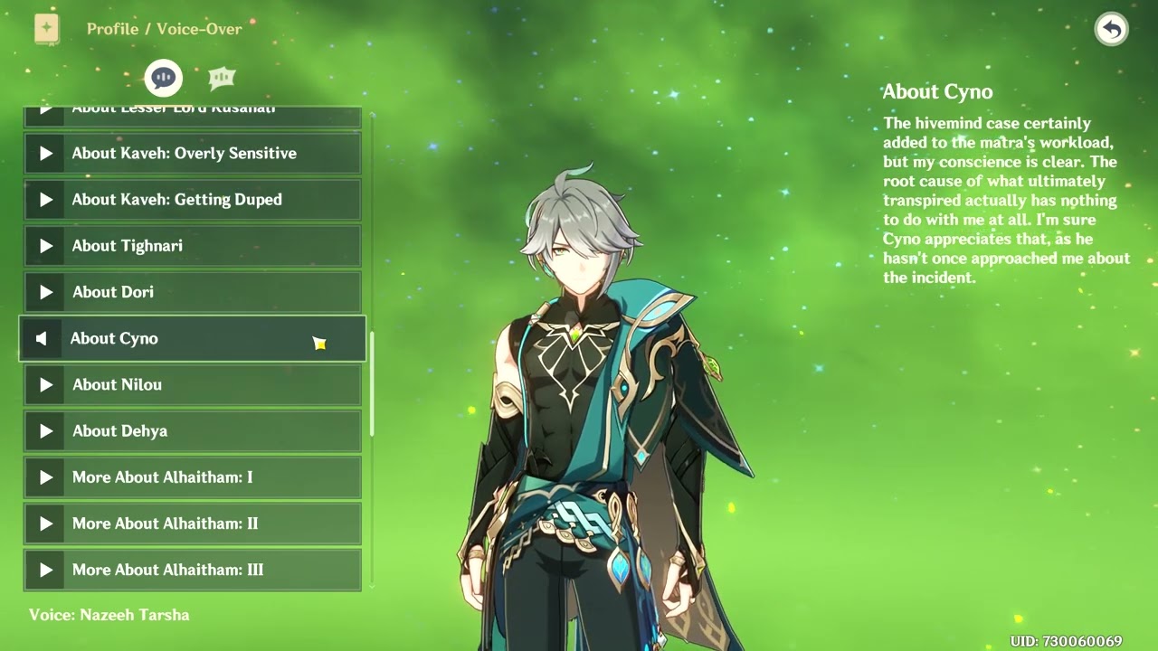 Alhaitham all english voicelines [Genshin impact]