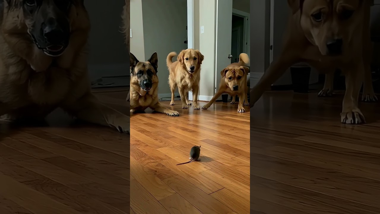 Mouse Scares 3 Dogs Away! 🐭🤯