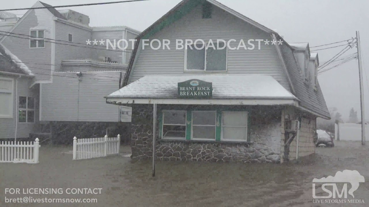 3-13-2018 Marshfield, Ma Brant Rock Noreaster incredible coastal flooding big waves surge flood town