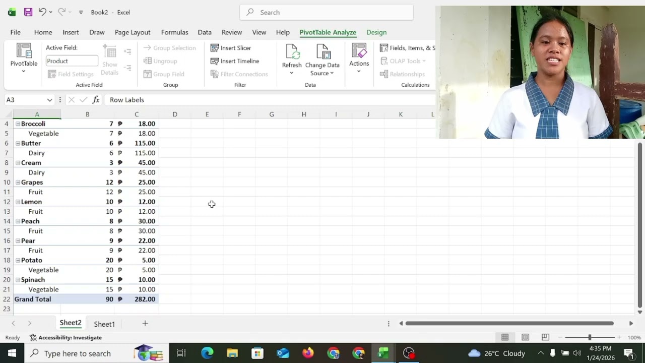 How to create pivot table and use vlookup formula