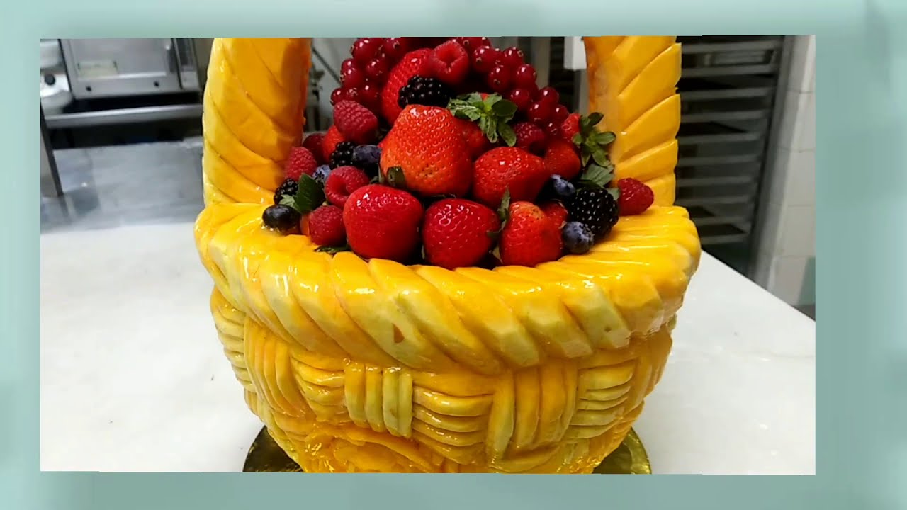 How carve fruit basket with pumpkin  // fruit carving