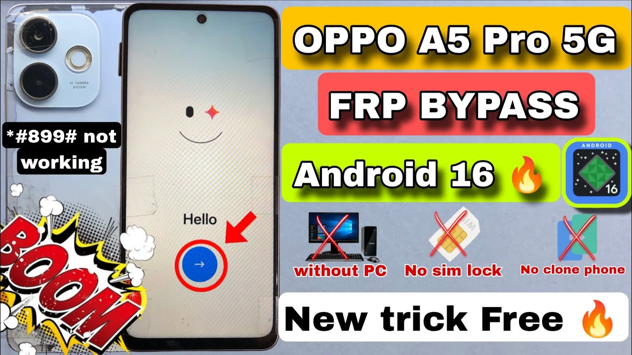 #android16 || OPPO A5 pro 5G FRP BYPASS || OPPO A5 pro 5G Google Account bypass ||  without PC New 🔥