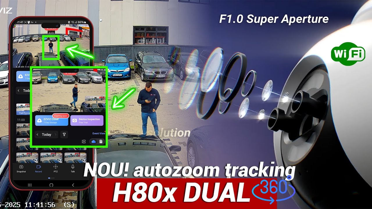 EZVIZ H80x Dual &ndash; Camera 4K cu AI care patruleaza si face zoom automat pe intrusi!