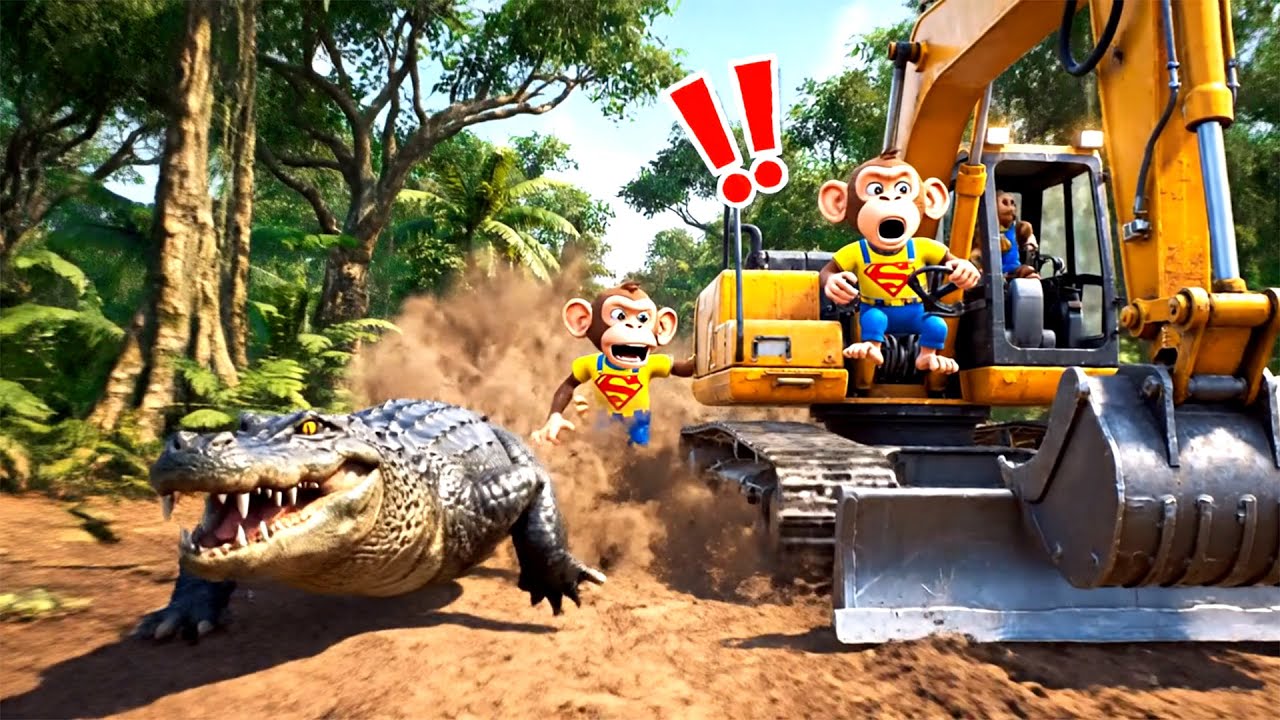 The clever monkey traps the ferocious crocodile #monkey #animals #crocodile #cartoon #animation