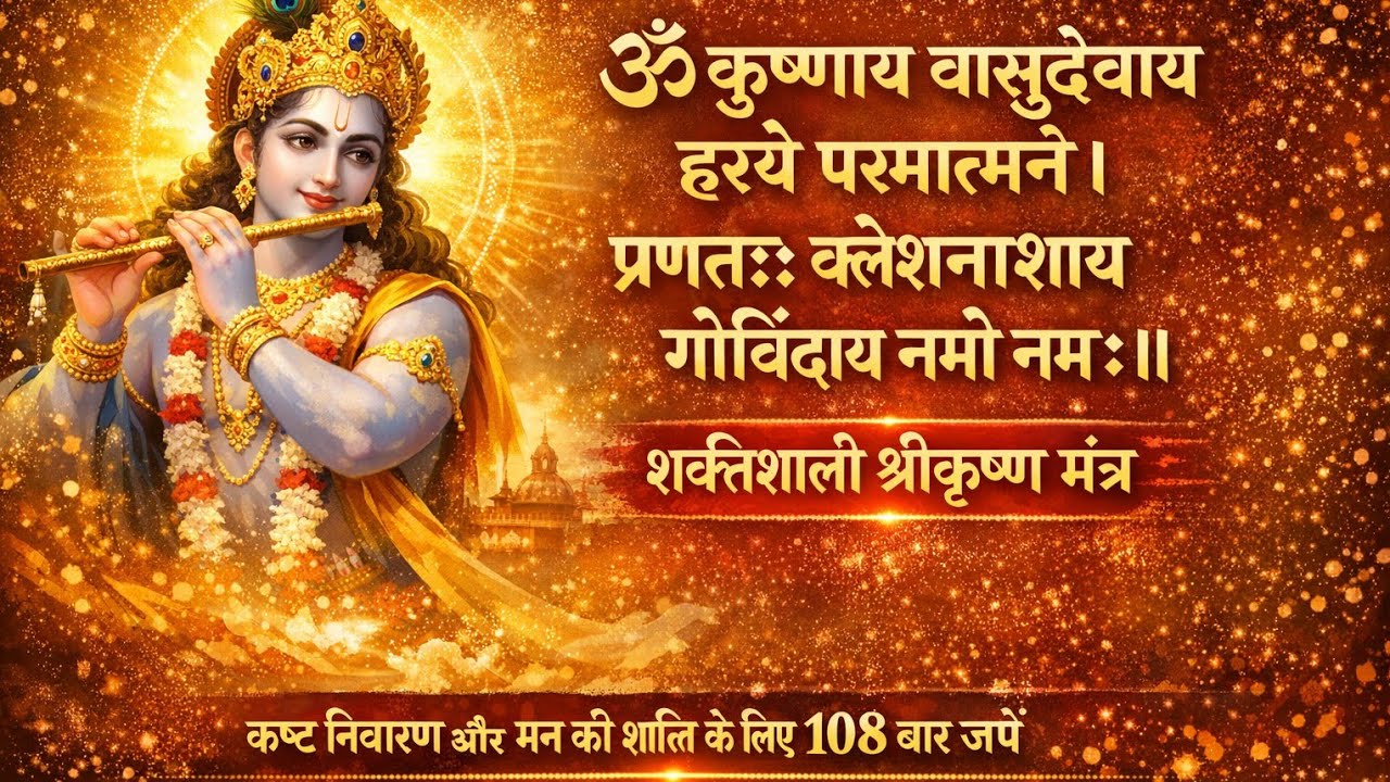 ॐ कृष्णाय वासुदेवाय हरये परमात्मने | संपूर्ण भागवत गीता का सार है इस मंत्र में #शक्तिशाली मंत्र 🙏