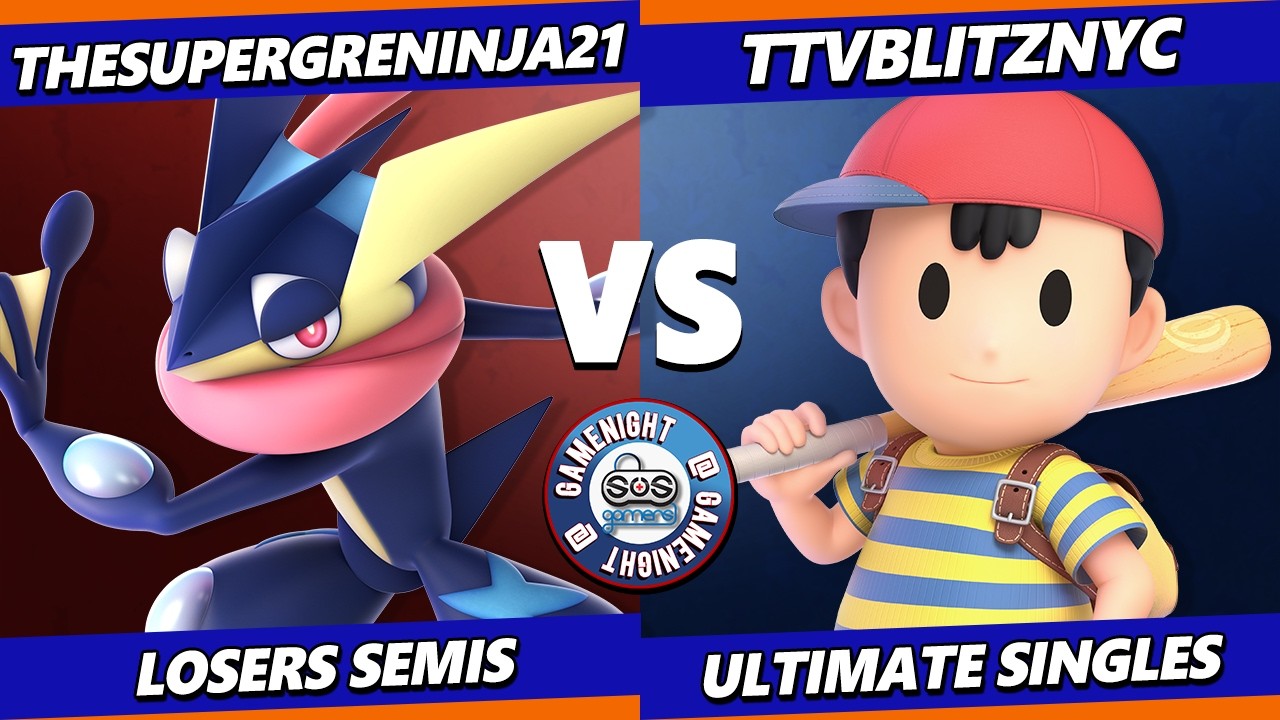 SOS Game Night 84 LOSERS SEMIS - TheSuperGreninja21 (Greninja) Vs. ttvBlitzNYC (Ness) Smash Ultimate