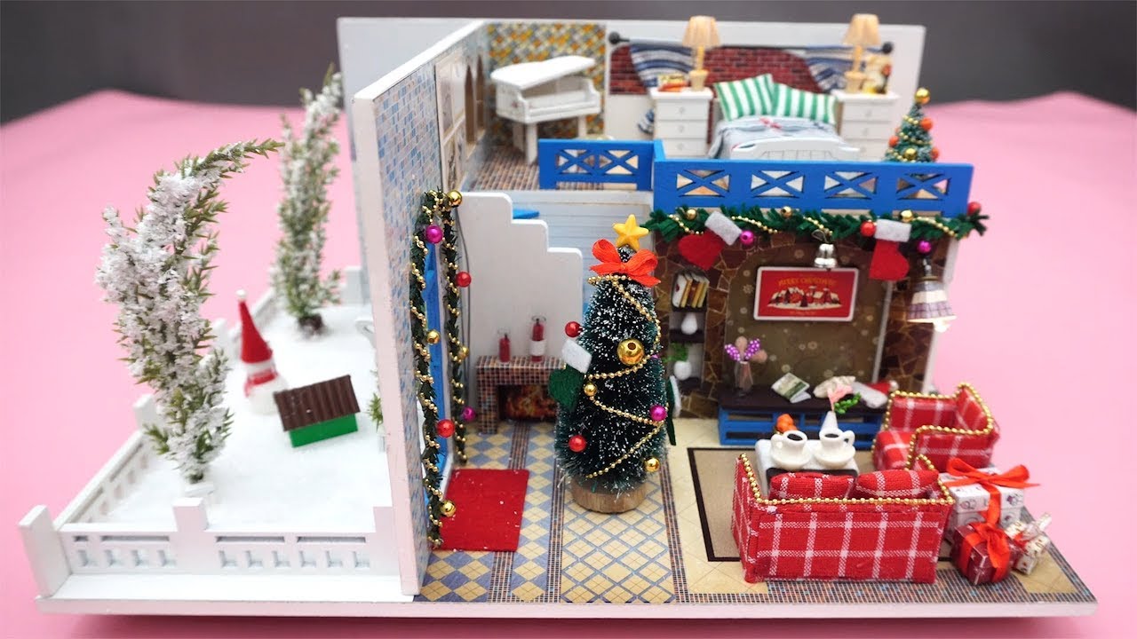 DIY Miniature Dollhouse Kit || Blue Christmas