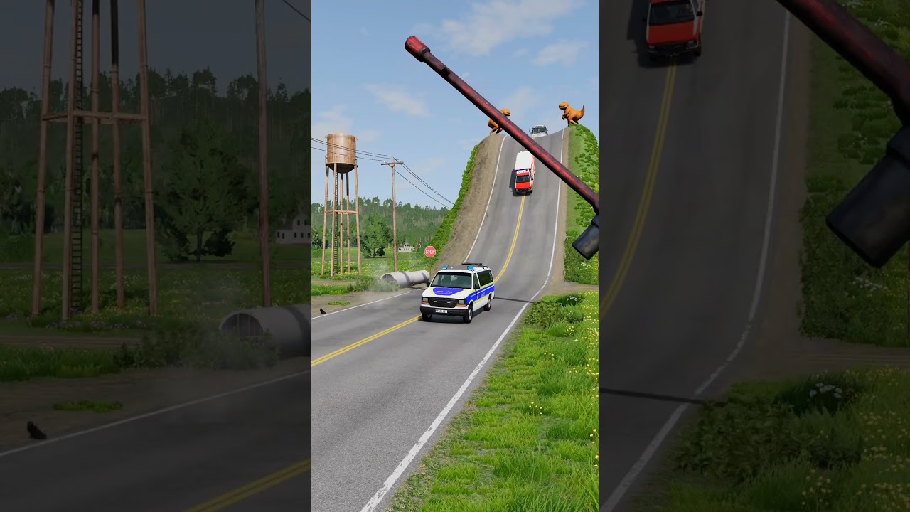 Cars & Cargo Van vs Giant Hammer - BeamNG.Drive