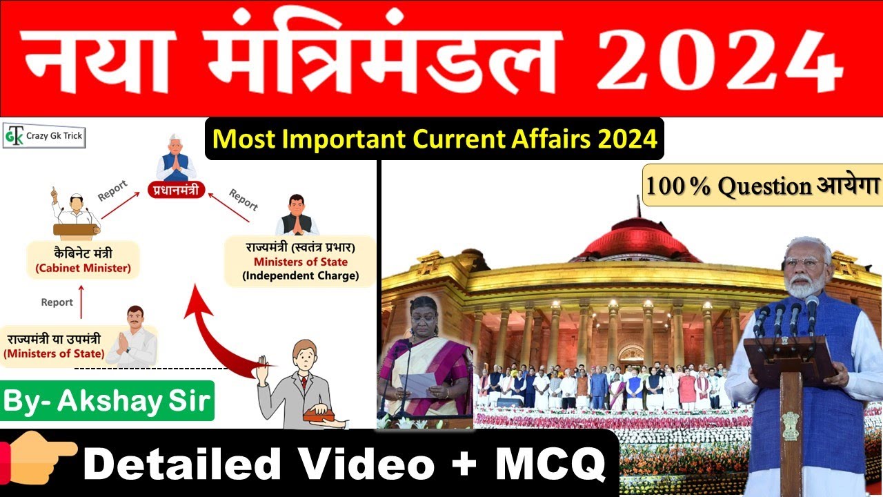 Current Affairs | Council of Ministers 2024 | मंत्रिमंडल | Central Minister List | Akshay sir | MCQ