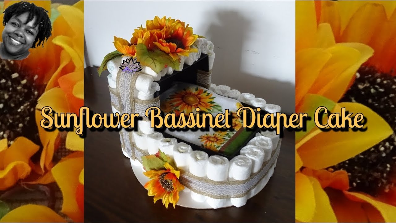 How To: Sunflower Bassinet Diaper Cake | Carriage Diaper Cake | Baby Shower Centerpiece