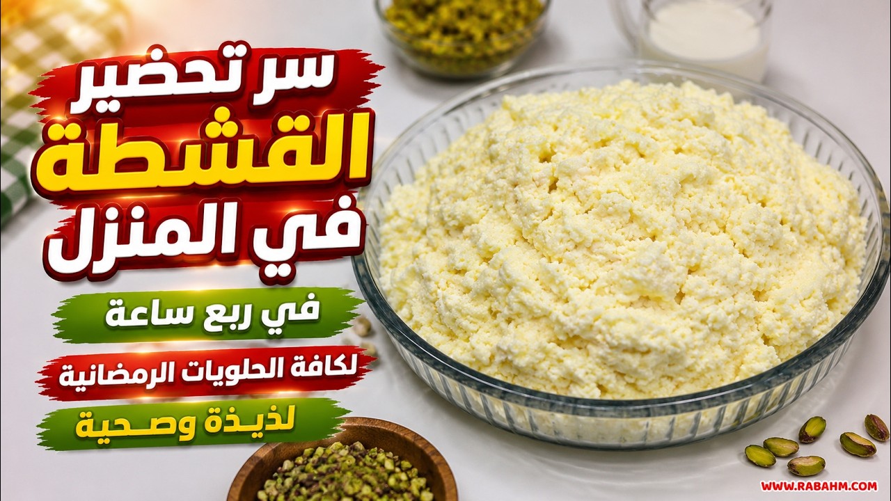 سر تحضير القشطة في المنزل في ربع ساعة لكافة الحلويات الرمضانية لذيذة وصحية مع رباح محمد