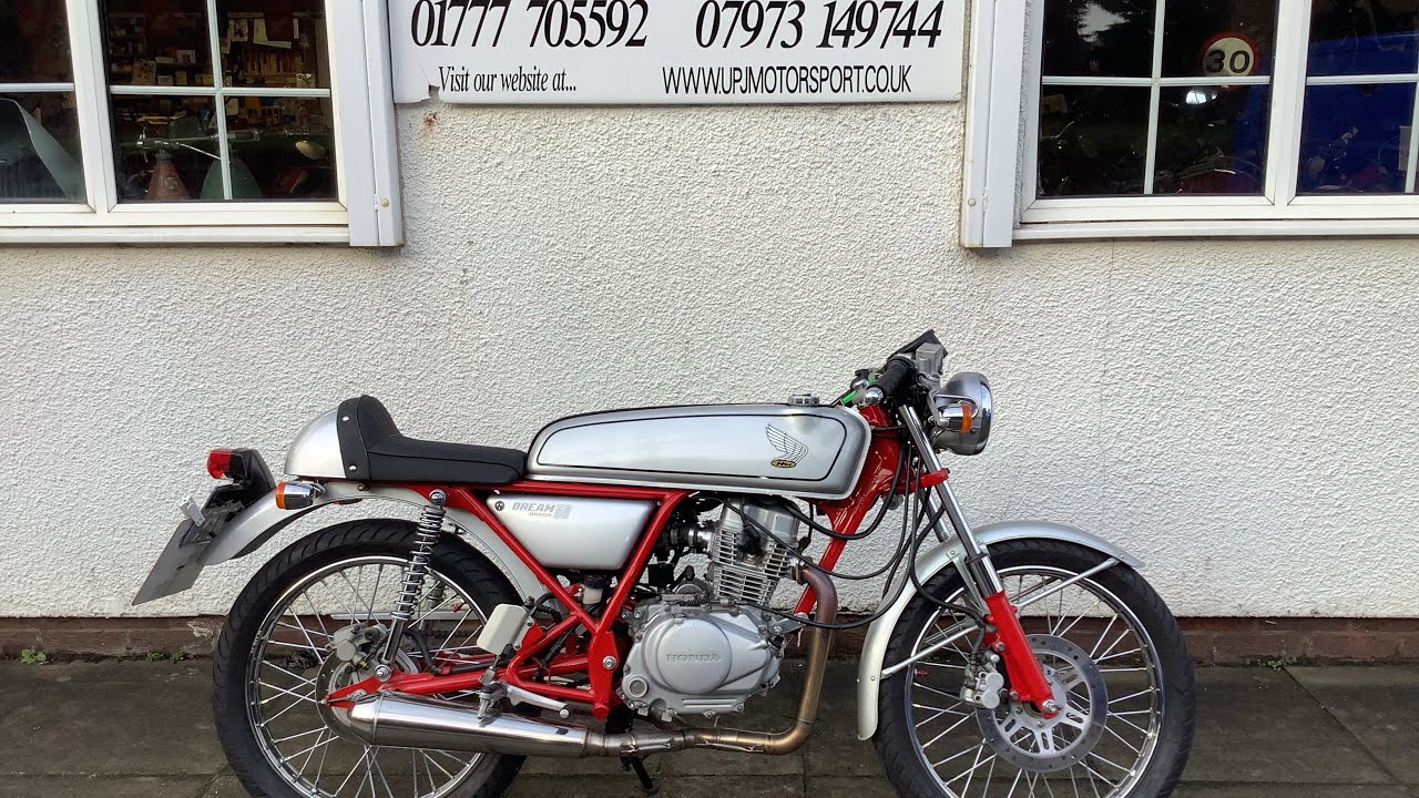 UPJ MOTORSPORT Honda Dream CB 50 1997 P reg custom build resto mod 125 cc engine 804 kms £5500